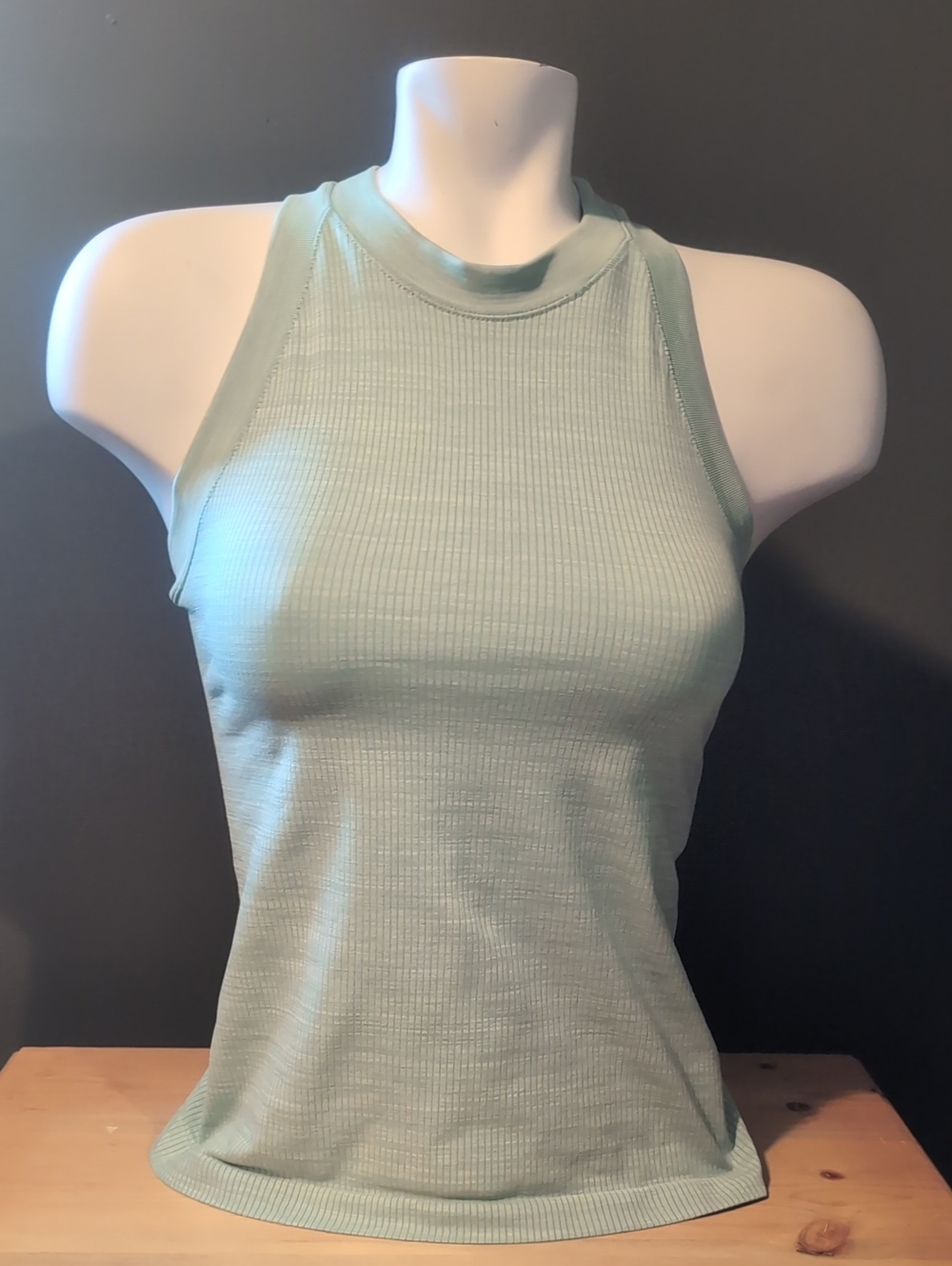 Athleta Ribbed High Neck Tank - Light Sage